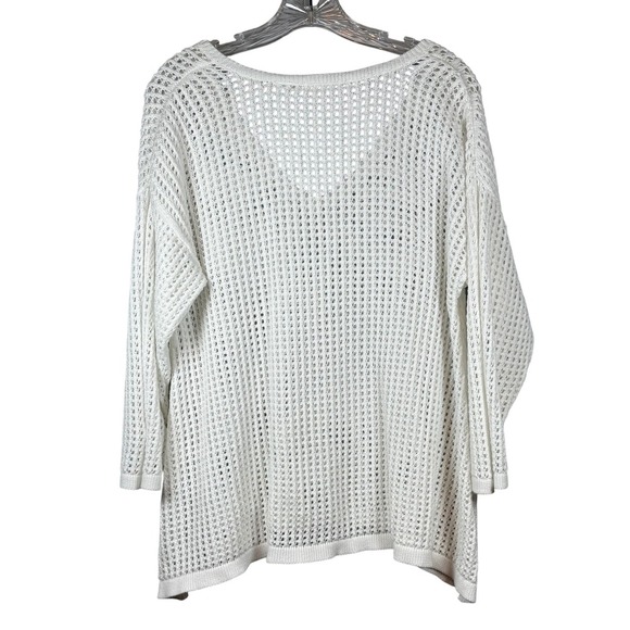 Eight Eight Eight 100% Cotton Oversized Cable Knit Sweater, Bright White, XL - Picture 3 of 6